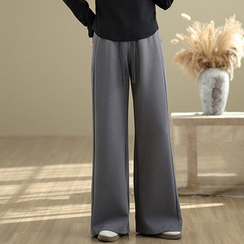 Nimara Ritual Casual Plain Cotton Women's Wide Leg Pants With Pockets