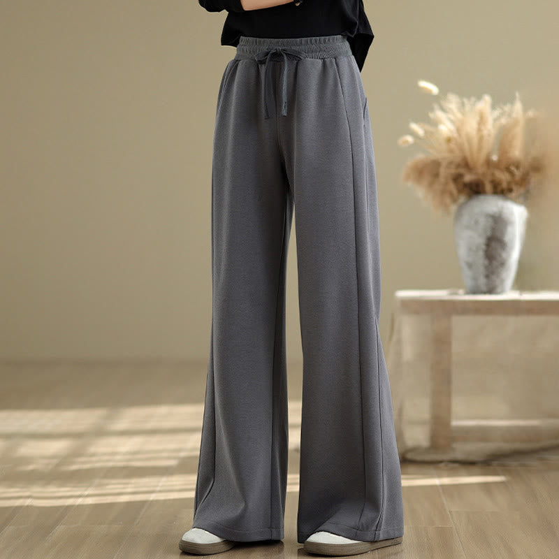 Nimara Ritual Casual Plain Cotton Women's Wide Leg Pants With Pockets