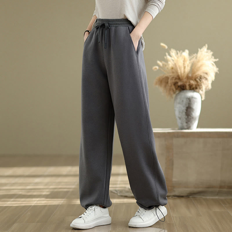 Nimara Ritual Casual Rope Women's Cotton Straight-leg Pants With Pockets