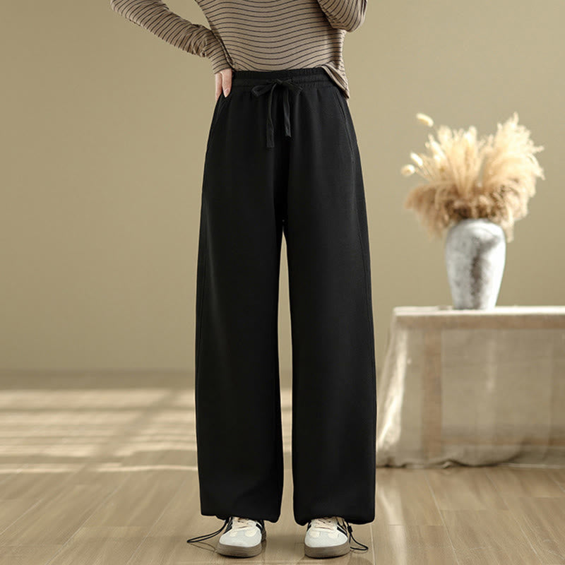 Nimara Ritual Casual Rope Women's Cotton Straight-leg Pants With Pockets