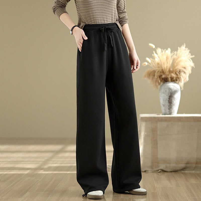 Nimara Ritual Casual Rope Women's Cotton Straight-leg Pants With Pockets