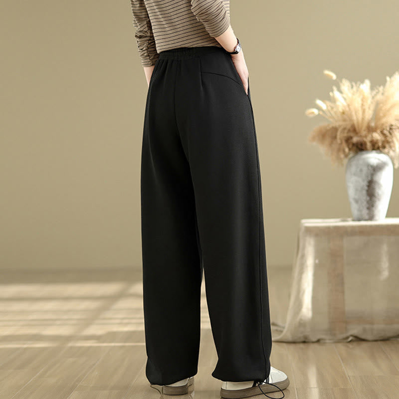 Nimara Ritual Casual Rope Women's Cotton Straight-leg Pants With Pockets