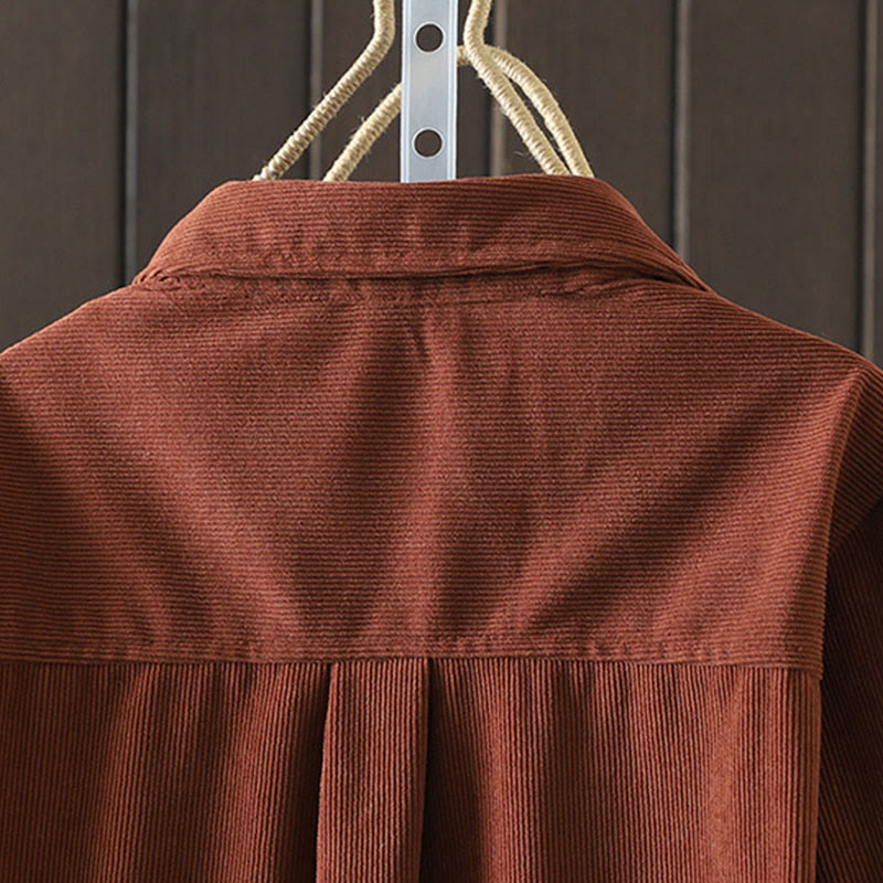 Nimara Ritual Corduroy Women's Cotton Long Sleeve Jacket With Pockets