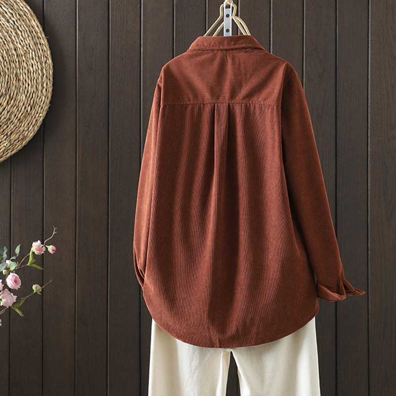 Nimara Ritual Corduroy Women's Cotton Long Sleeve Jacket With Pockets
