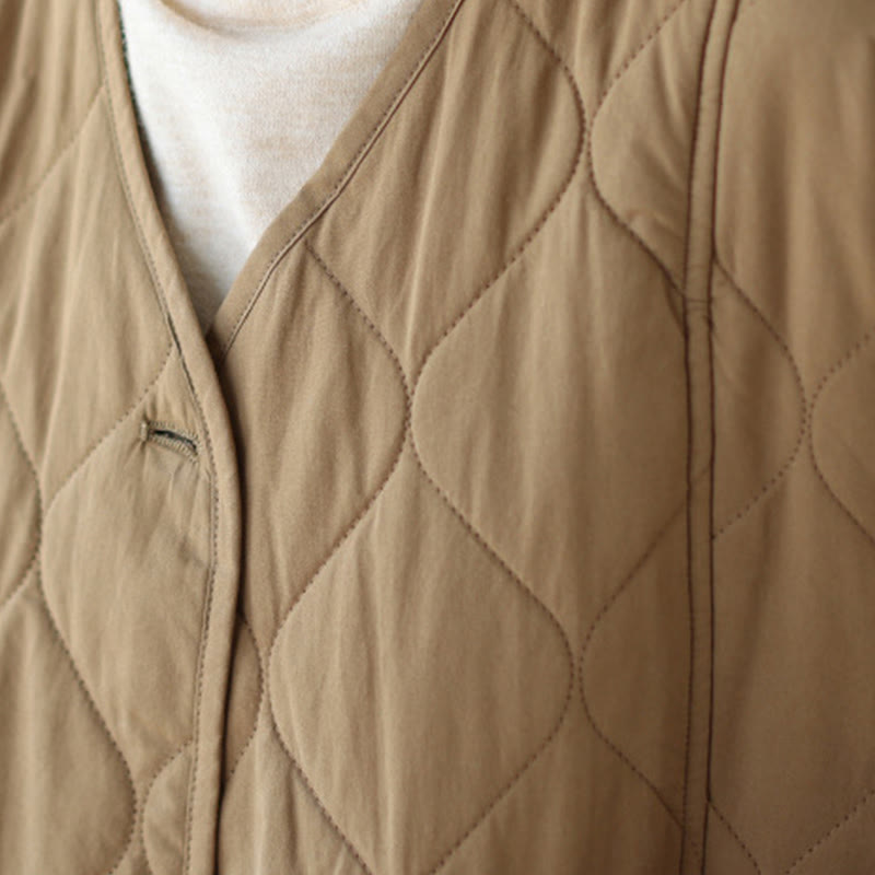Nimara Ritual Plain Buttons Women's Cotton Padded Coat With Pockets