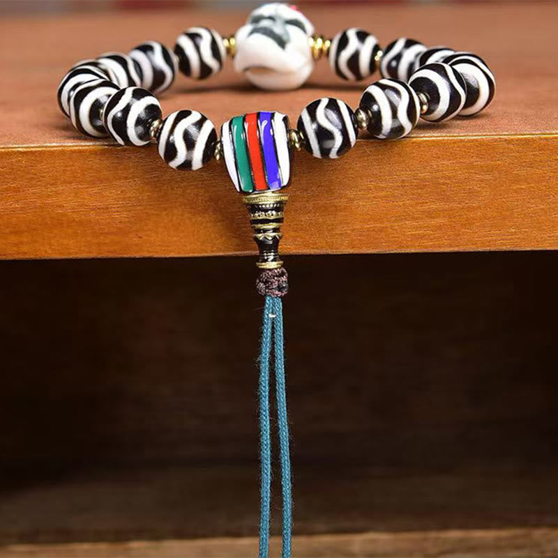 Nimara Ritual Tibetan Dzi Bead The Lord of the Corpse Forest Protection Bracelet