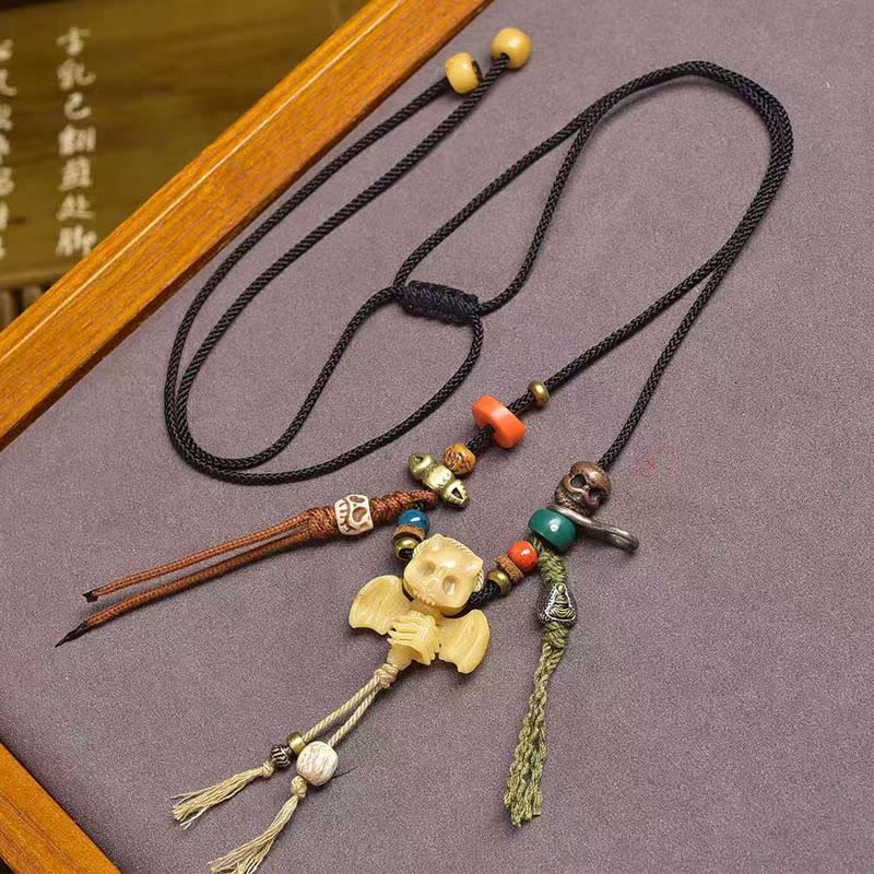 Nimara Ritual Tibetan Skull The Lord of the Corpse Forest New Beginning Rope Necklace Pendant