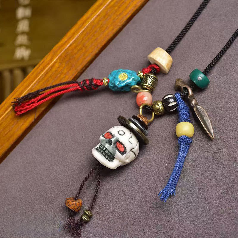 Nimara Ritual Tibetan Skull The Lord of the Corpse Forest New Beginning Rope Necklace Pendant