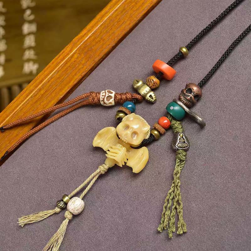 Nimara Ritual Tibetan Skull The Lord of the Corpse Forest New Beginning Rope Necklace Pendant