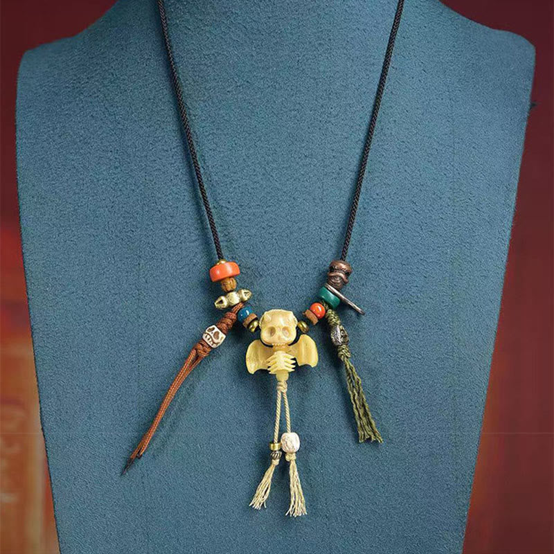 Nimara Ritual Tibetan Skull The Lord of the Corpse Forest New Beginning Rope Necklace Pendant