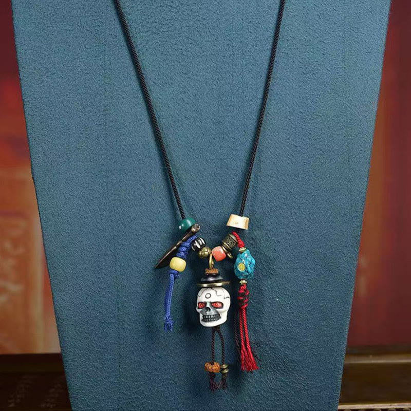 Nimara Ritual Tibetan Skull The Lord of the Corpse Forest New Beginning Rope Necklace Pendant