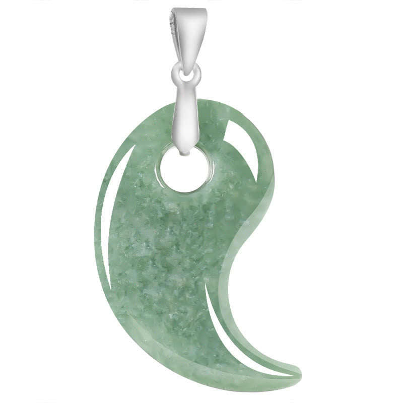 Nimara Ritual Teardrop Design Jade Titanium Steel Chain Necklace Luck Pendant