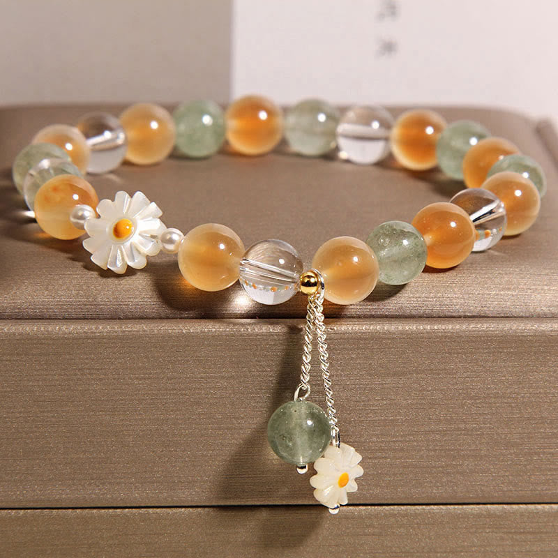 Nimara Ritual Natural Daisy Candy Agate Green Strawberry Quartz Healing Bracelet