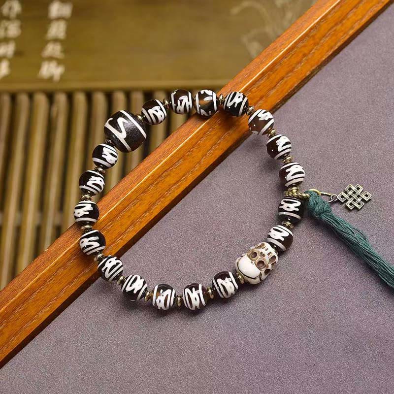Nimara Ritual Tibetan Dzi Bead Skull The Lord of the Corpse Forest Wealth Bracelet