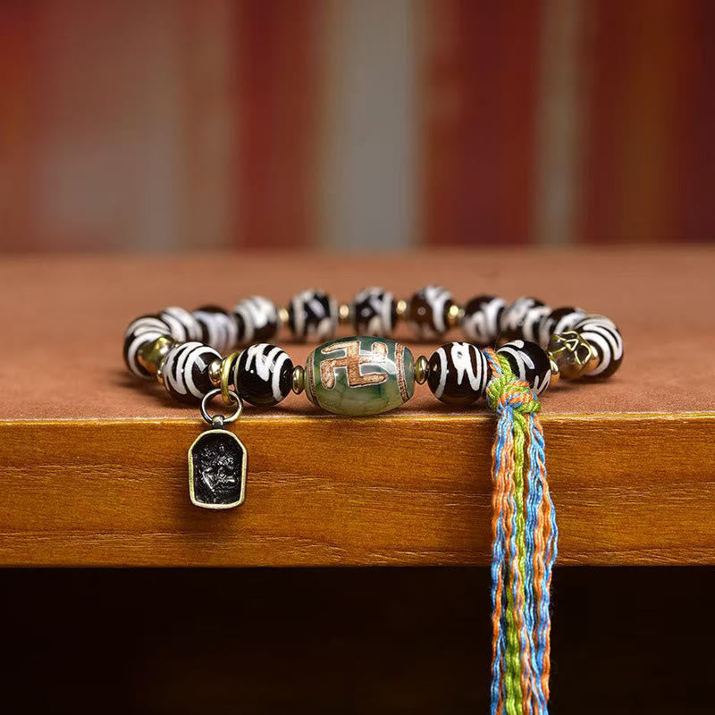 Nimara Ritual Tibetan Dzi Bead Skull The Lord of the Corpse Forest Wealth Bracelet