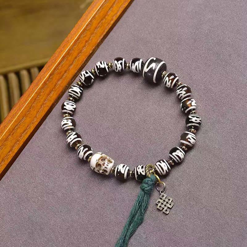 Nimara Ritual Tibetan Dzi Bead Skull The Lord of the Corpse Forest Wealth Bracelet