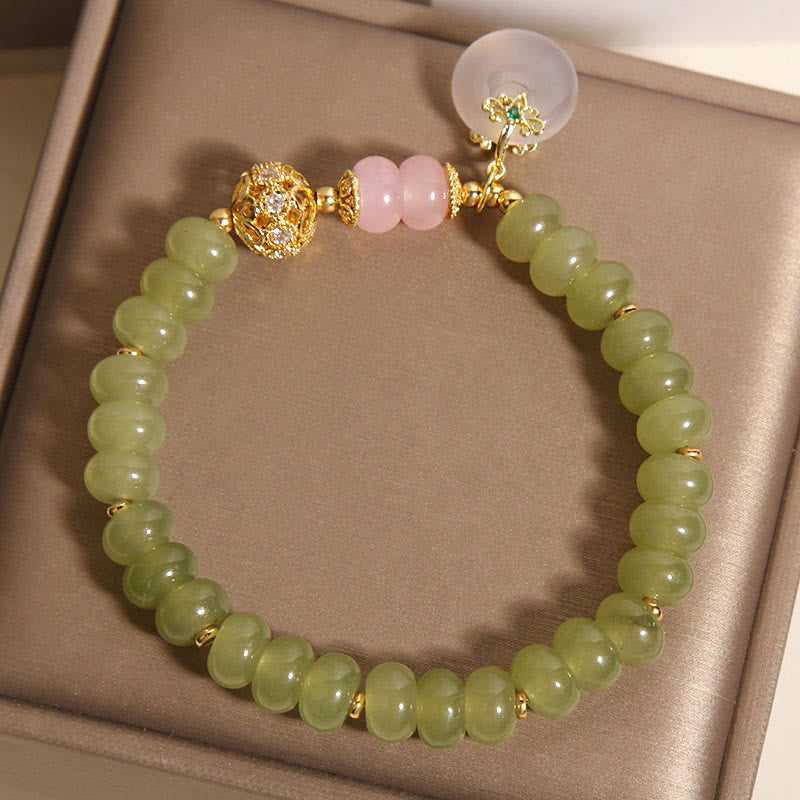 Nimara Ritual Natural Peace Buckle Meaning Jade Rose Quartz Luck Bracelet