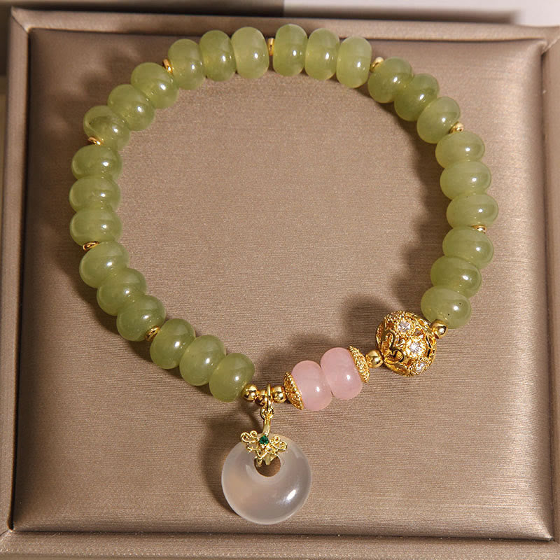 Nimara Ritual Natural Peace Buckle Meaning Jade Rose Quartz Luck Bracelet