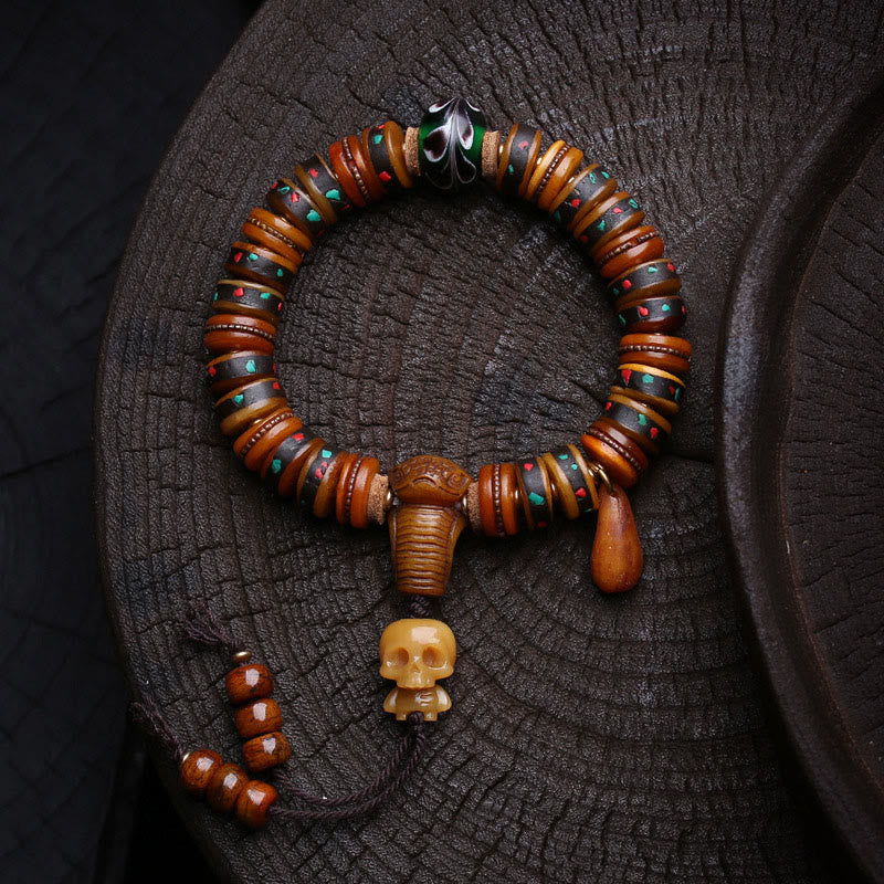Nimara Ritual Tibet Bone Beads The Lord Of The Corpse Forest Reminders of Our Impermanence Bracelet