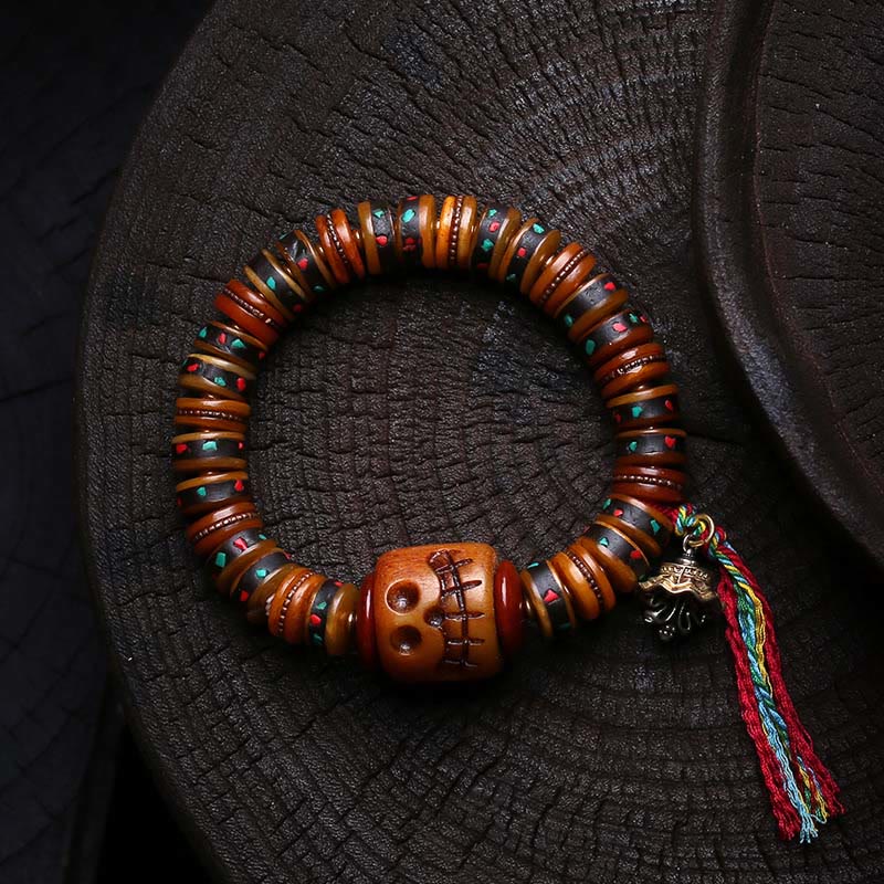 Nimara Ritual Tibet Bone Beads The Lord Of The Corpse Forest Reminders of Our Impermanence Bracelet