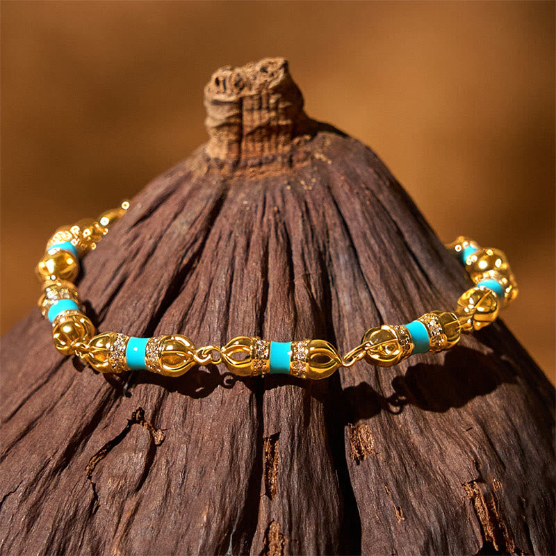 Nimara Ritual Copper Brass Plated 24k Gold Vajra Wealth Luck Bracelet