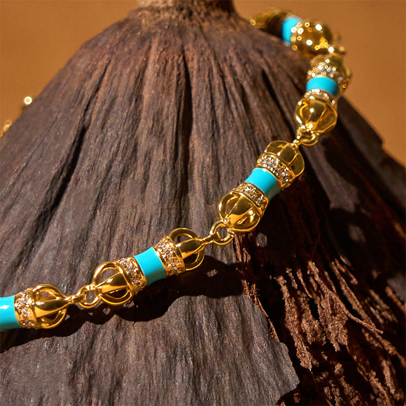 Nimara Ritual Copper Brass Plated 24k Gold Vajra Wealth Luck Bracelet