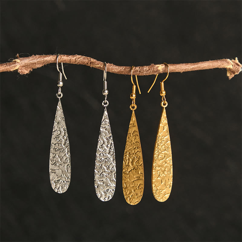 Nimara Ritual Elegant Titanium Steel Balance Hammer Marks Earrings