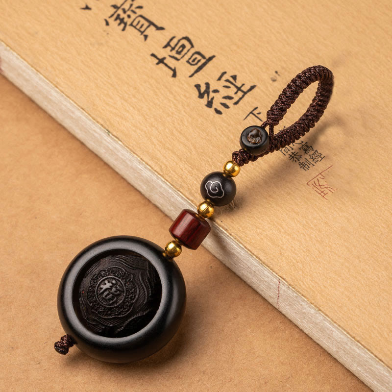Nimara Ritual Tibetan Small Leaf Red Sandalwood Ebony Luck Protection Rotation Decoration