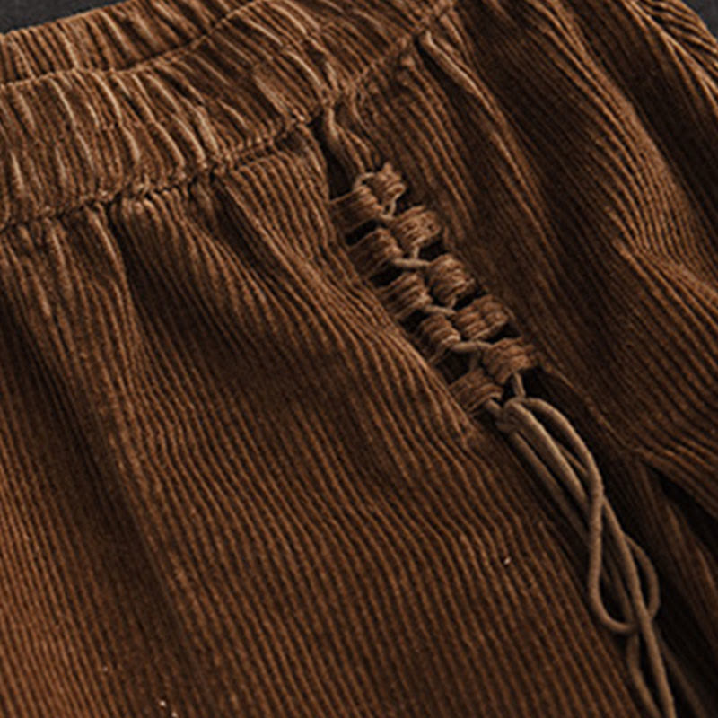 Nimara Ritual Women's Plain Corduroy 7-8 Length Skirt With Pockets