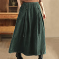 Nimara Ritual Women's Plain Corduroy 7-8 Length Skirt With Pockets