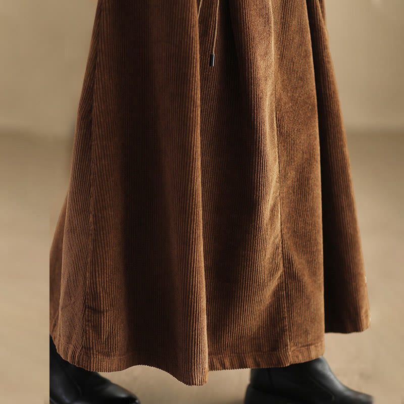 Nimara Ritual Women's Plain Corduroy 7-8 Length Skirt With Pockets