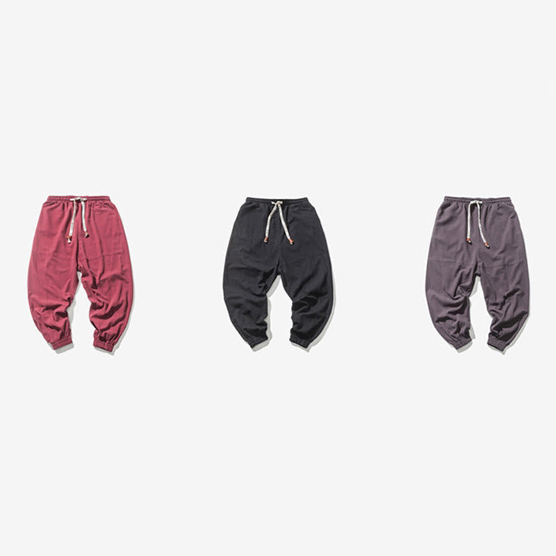 Nimara Ritual Men's Plain Simple Drawstring Design Cotton Harem Pants With Pockets
