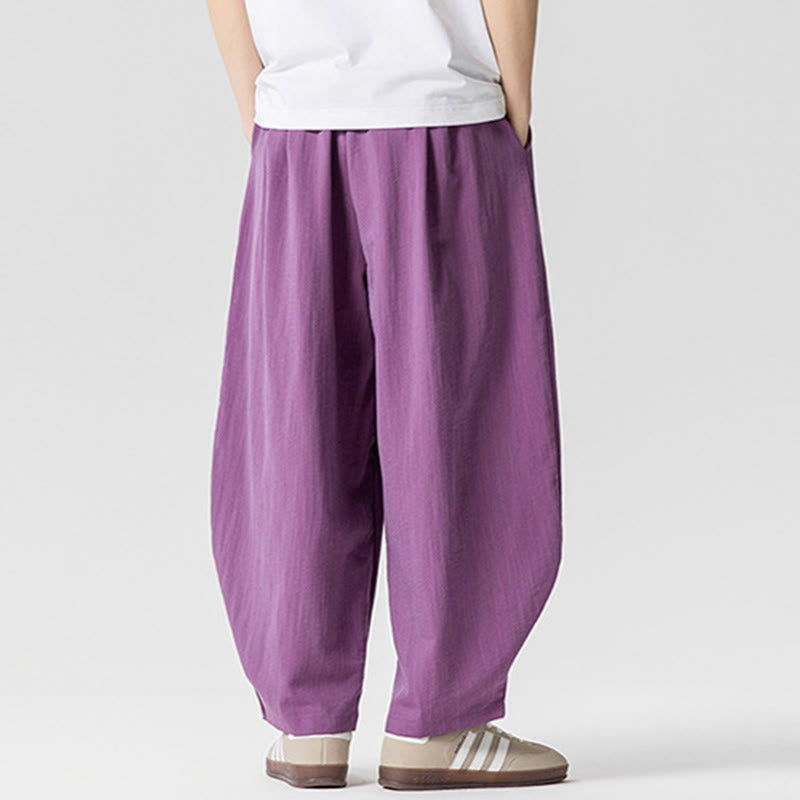Nimara Ritual Summer Pure Color Drawstring Men's Cotton Ankle-Length Pants With Pockets