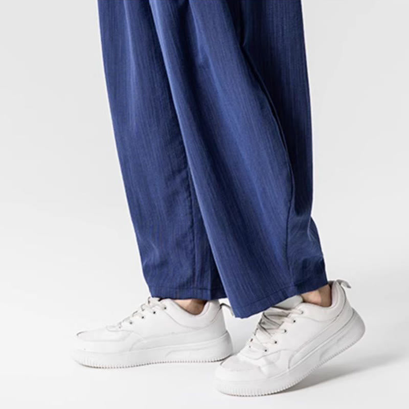 Nimara Ritual Summer Pure Color Drawstring Men's Cotton Ankle-Length Pants With Pockets