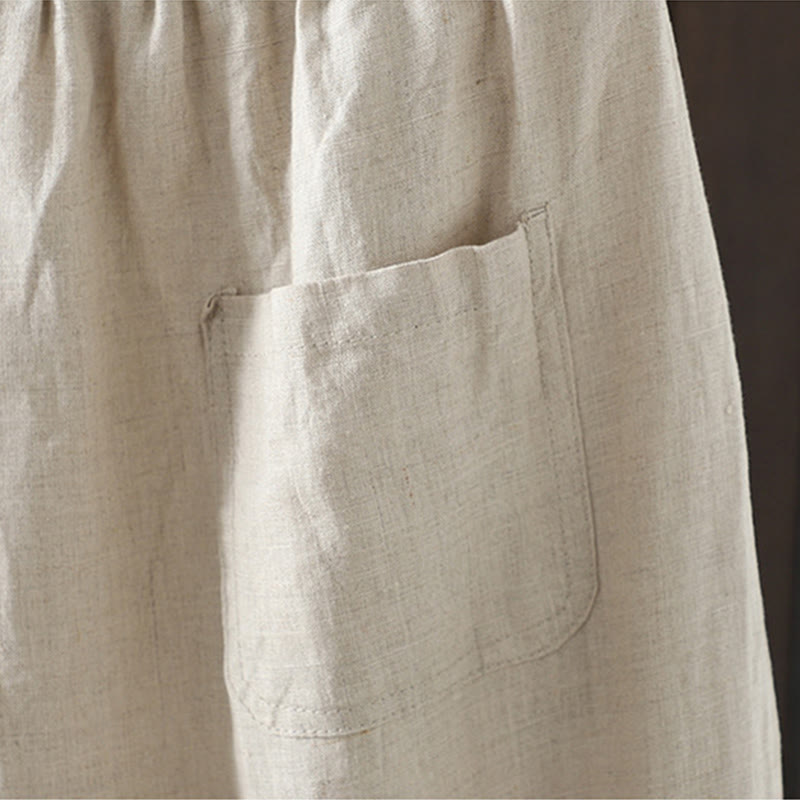 Nimara Ritual Casual Splicing Color Rope Women's Cotton Straight-leg Pants With Pockets