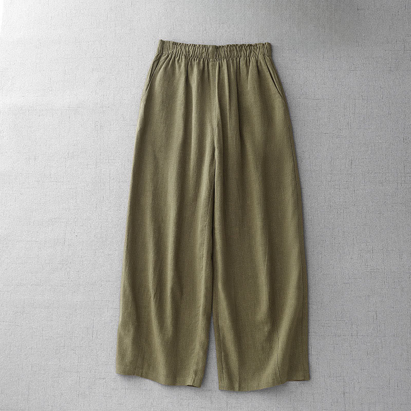 Nimara Ritual Casual Plain Rope Women's Cotton 7-8 Length Pants With Pockets