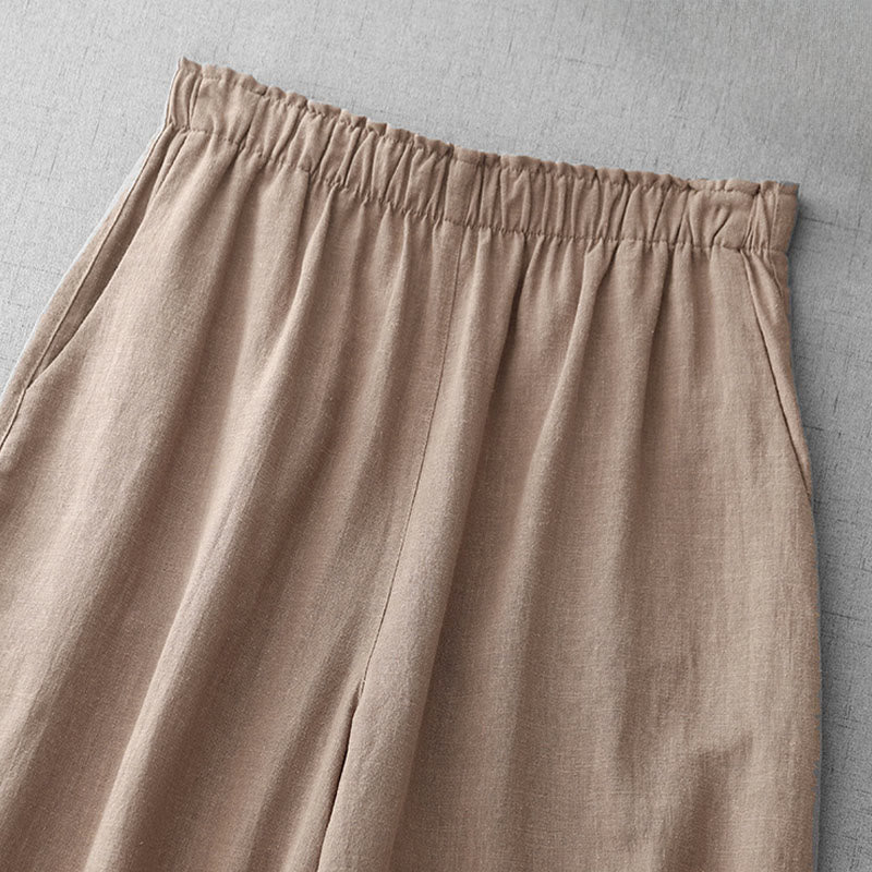 Nimara Ritual Casual Plain Rope Women's Cotton 7-8 Length Pants With Pockets