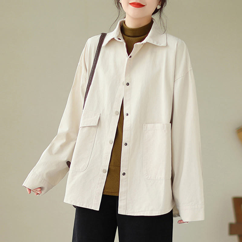 Nimara Ritual Women's Long Sleeve Button Cotton Jacket With Pockets