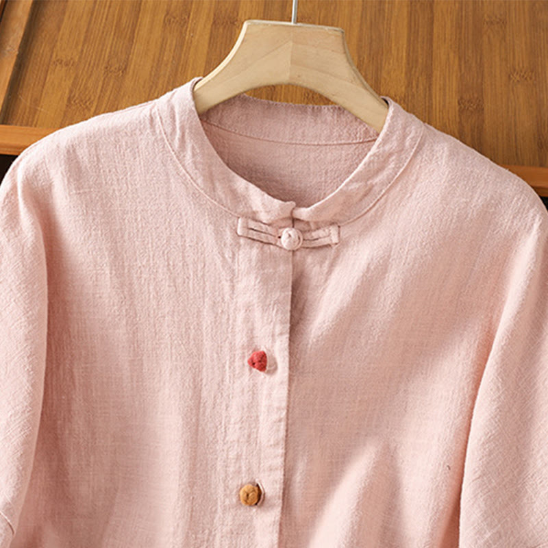 Nimara Ritual Casual Frog-button Women's Long Sleeve Cotton Polyester Shirt With Pockets