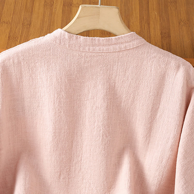 Nimara Ritual Casual Frog-button Women's Long Sleeve Cotton Polyester Shirt With Pockets