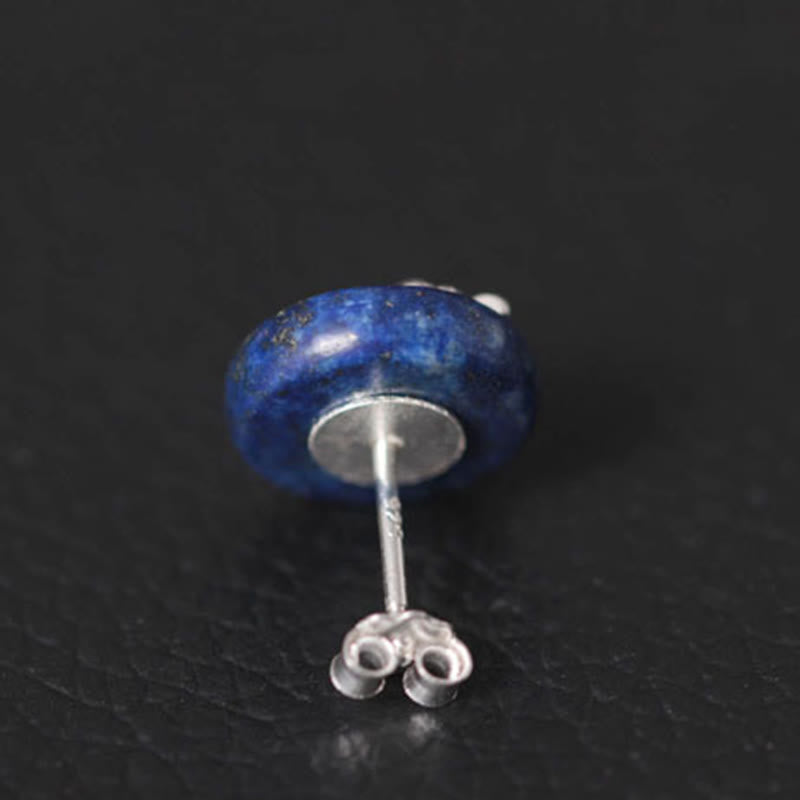 Nimara Ritual Lazurite 925 Sterling Silver Lotus Pattern Enlightenment Earrings