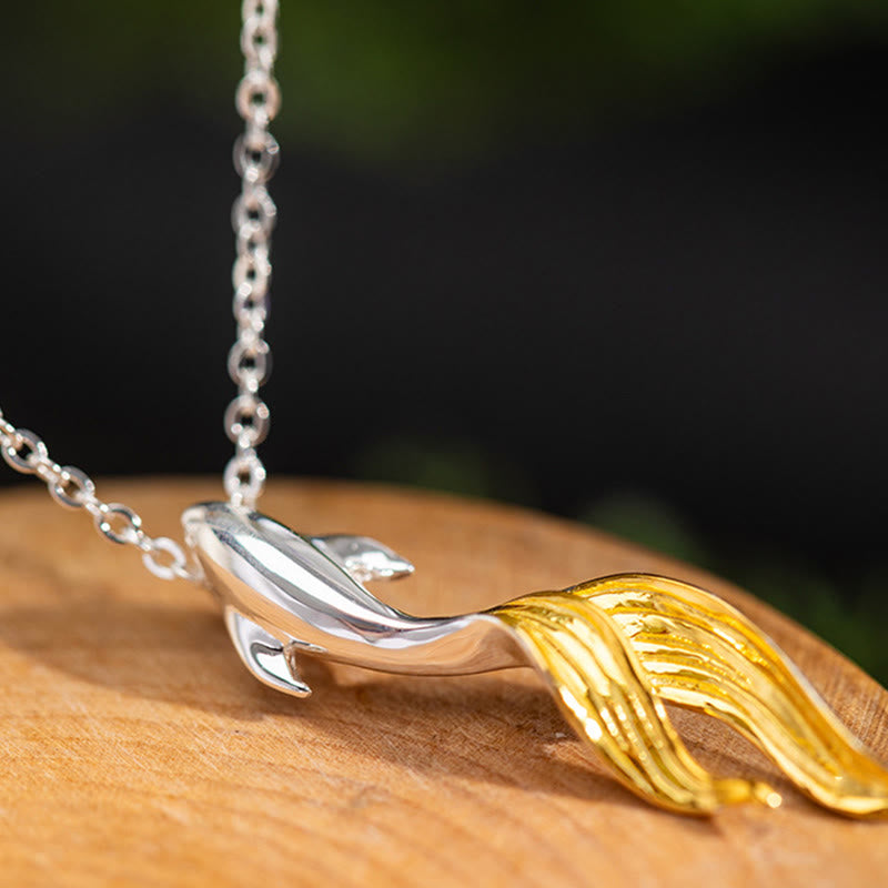 Nimara Ritual 925 Sterling Silver Golden Koi Fish Luck Necklace Pendant