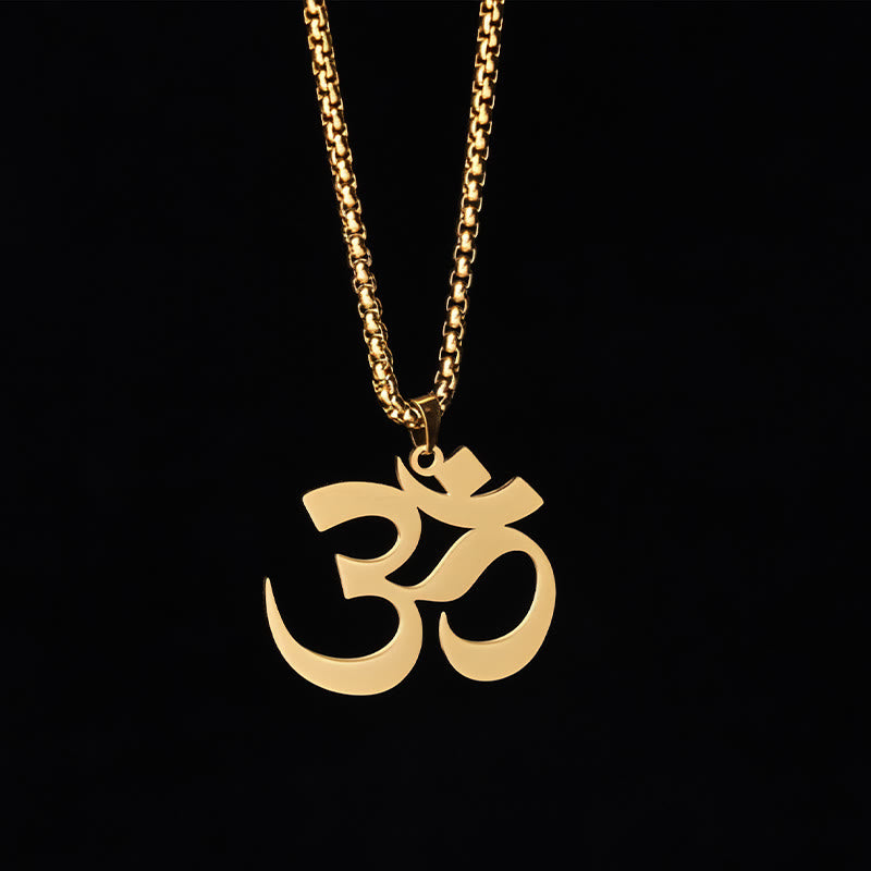 Nimara Ritual Om Symbol Mantra Stainless Steel Focus Necklace Pendant