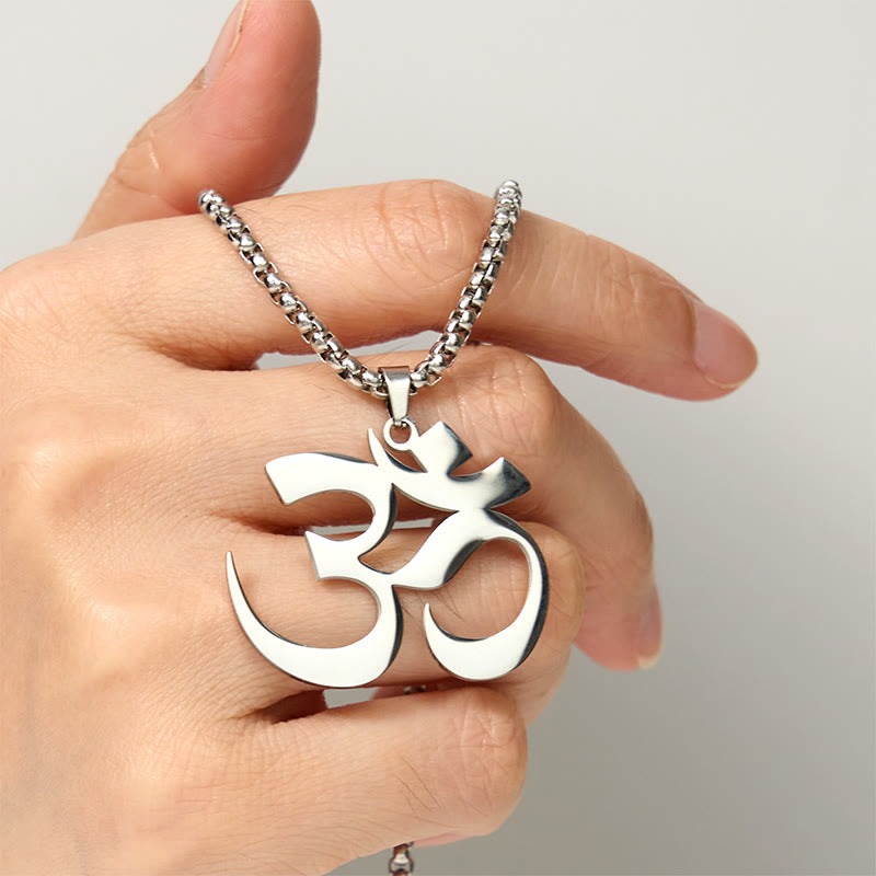 Nimara Ritual Om Symbol Mantra Stainless Steel Focus Necklace Pendant