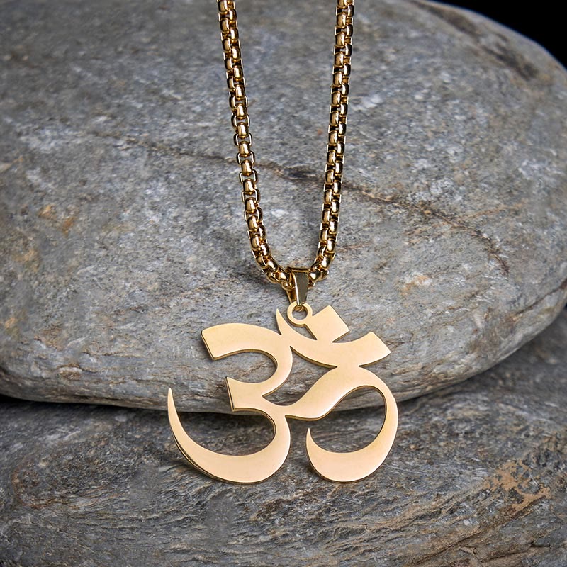 Nimara Ritual Om Symbol Mantra Stainless Steel Focus Necklace Pendant
