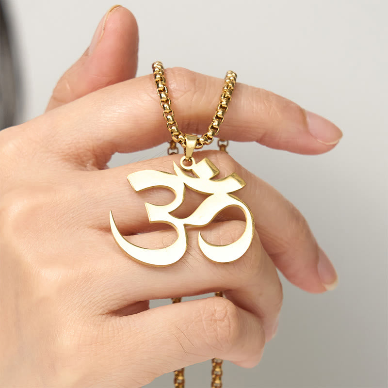 Nimara Ritual Om Symbol Mantra Stainless Steel Focus Necklace Pendant