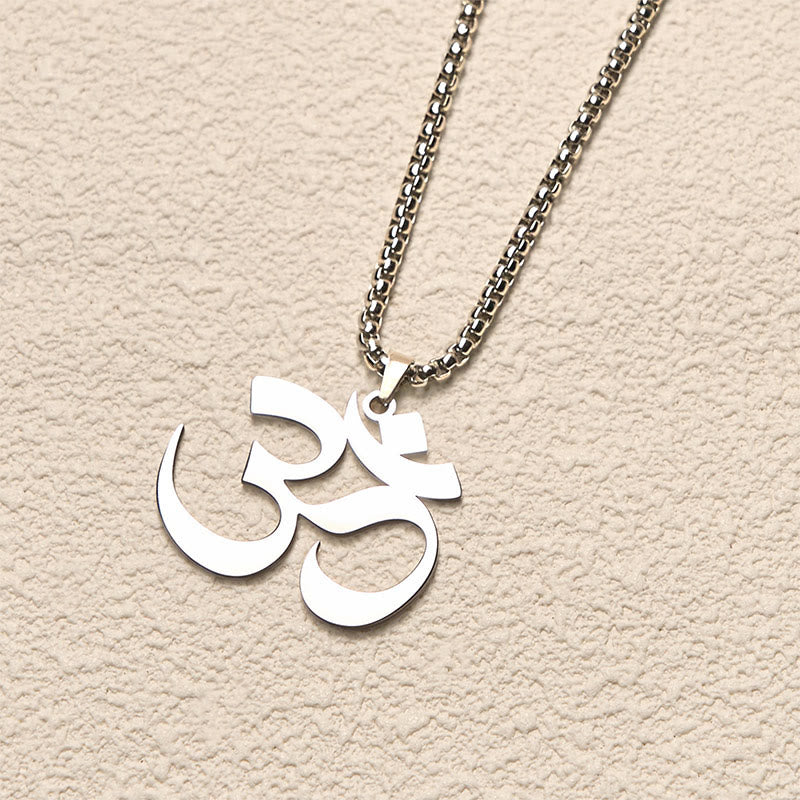 Nimara Ritual Om Symbol Mantra Stainless Steel Focus Necklace Pendant