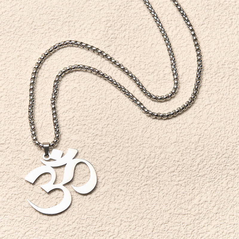 Nimara Ritual Om Symbol Mantra Stainless Steel Focus Necklace Pendant