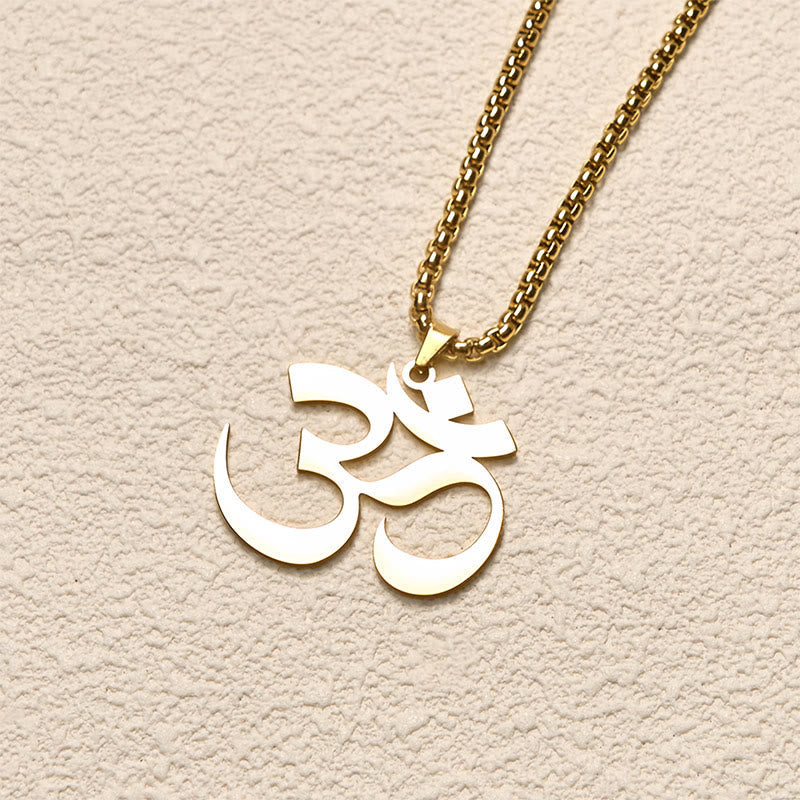 Nimara Ritual Om Symbol Mantra Stainless Steel Focus Necklace Pendant