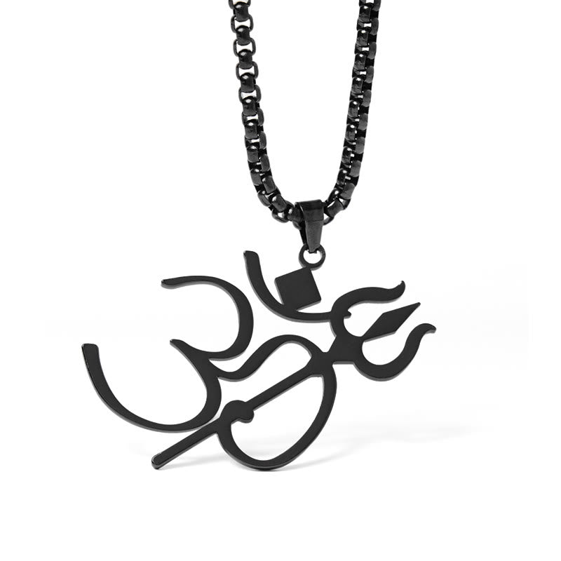 Nimara Ritual Trident OM Symbol Stainless Steel Connection Necklace Pendant